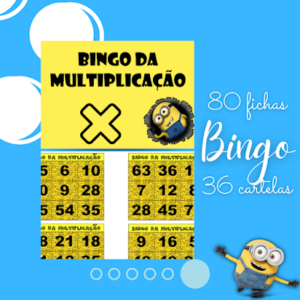 Bingo Matemático multiplicação e divisão jogo matemático